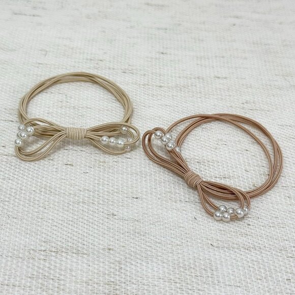 10 Pack Bow Hair Ties Faux Pearl Elastic Ponytail Holders for Women - Picture 4 of 6